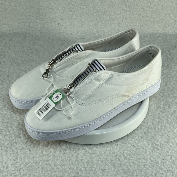 Balloons Red & White Cotton Slip On Sneakers Size 8.5 w/ Zipper Detail - Picture 1 of 9